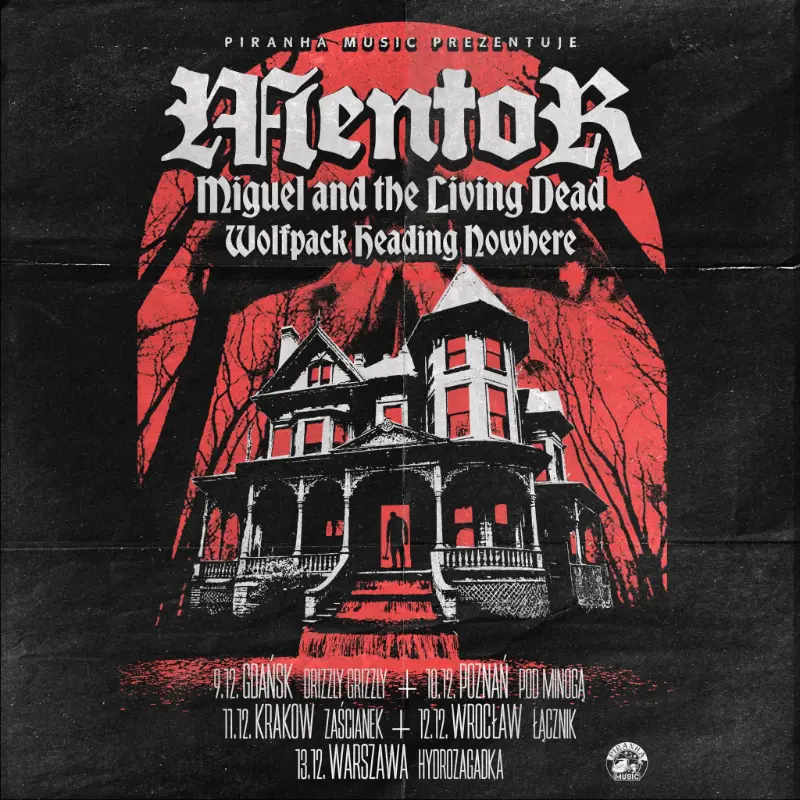 Mentor, Miguel and the Living Dead oraz Wolfpack Heading Nowhere trasa 2026 plakat