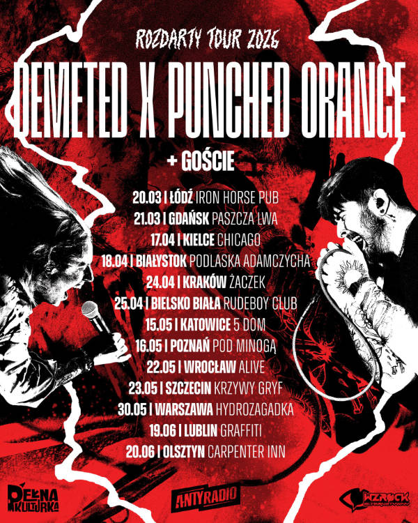 Demeted Punched Orange Rozdarty Tour 2026 plakat